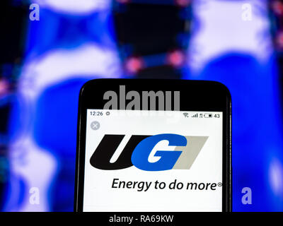 Kiev, Ukraine. 1er janvier 2019. UGI Corporation vu le logo affiché sur un téléphone intelligent. Crédit : Igor Golovniov SOPA/Images/ZUMA/Alamy Fil Live News Banque D'Images