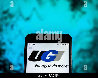 Kiev, Ukraine. 1er janvier 2019. UGI Corporation vu le logo affiché sur un téléphone intelligent. Crédit : Igor Golovniov SOPA/Images/ZUMA/Alamy Fil Live News Banque D'Images