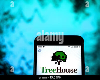Kiev, Ukraine. 1er janvier 2019. Treehouse logo de l'entreprise vu affichée sur un téléphone intelligent. Crédit : Igor Golovniov SOPA/Images/ZUMA/Alamy Fil Live News Banque D'Images