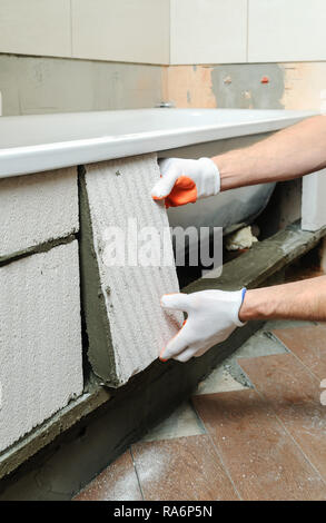 Lieux de travail et les formes de blocs aerocrete la barre latérale. Banque D'Images