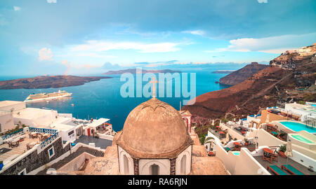 Vue panoramique sur la caldeira de Santorin, Grèce Banque D'Images