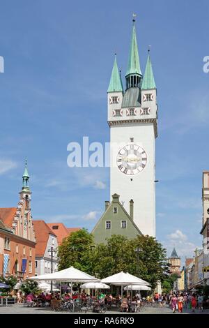 Stadturm City Tower, Theresienplatz square, Straubing, Thuringe, Bavière, Allemagne Banque D'Images