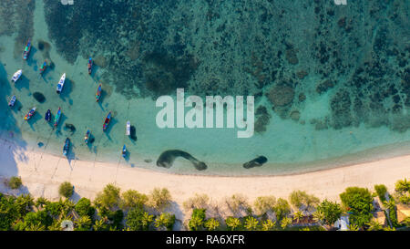 Plage et bateaux sur Thian og Bay ou Shark Bay, Koh Tao Island, Thaïlande Banque D'Images