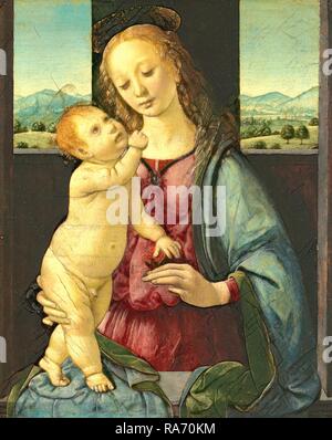 Lorenzo di Credi, Italien (ch. 1457-1459-1536), Vierge à l'enfant avec une grenade, 1475-1480, huile sur panneau repensé Banque D'Images