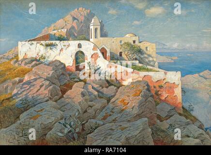 William Stanley Haseltine, Santa Maria a Cetrella, Anacapri, Américain, 1835-1900, ch. 1892, aquarelle et gouache repensé Banque D'Images