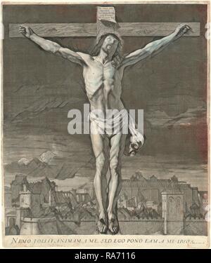 Jean Morin, après Philippe de Champaigne, le Christ mourant sur la croix, le français, l'c. 1600-1650, ch. 1650, l'attaque de deux repensé Banque D'Images