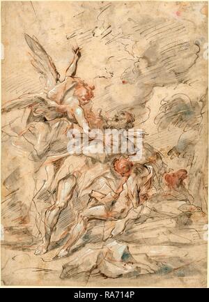 Francesco Fontebasso, italien (1689-1767), le Sacrifice d'Isaac, 1750-1755, plume et encre grise et marron gris avec laver repensé Banque D'Images