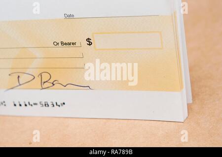 Chèque en blanc Banque D'Images