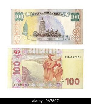 100 hryvnia ukrainien, ancien et nouveau billet Banque D'Images