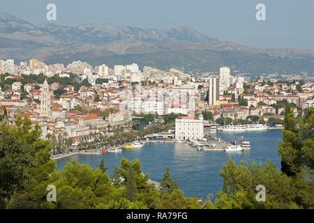 Vue depuis la colline de Marjan, Split, Dalmatie, Croatie Banque D'Images