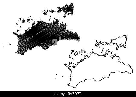 Préfecture de Kagawa (divisions administratives du Japon, préfectures du Japon) map vector illustration, scribble sketch carte Kagawa Illustration de Vecteur