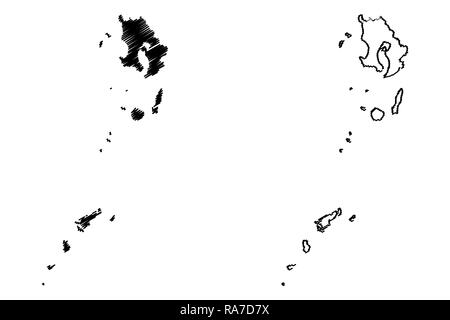 La préfecture de Kagoshima (divisions administratives du Japon, préfectures du Japon) map vector illustration, scribble sketch carte Kagoshima Illustration de Vecteur