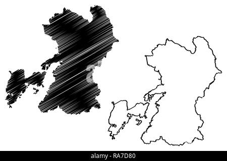 La Préfecture de Kumamoto (divisions administratives du Japon, préfectures du Japon) map vector illustration, scribble sketch carte Kumamoto Illustration de Vecteur