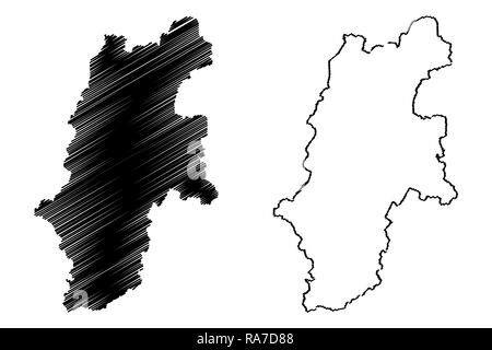 La Préfecture de Nagano (divisions administratives du Japon, préfectures du Japon) map vector illustration, scribble sketch carte Nagano Illustration de Vecteur