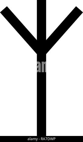 Rune Algiz Elgiz défense icône symbole elk reed vecteur de couleur noire style télévision je simple image Illustration de Vecteur