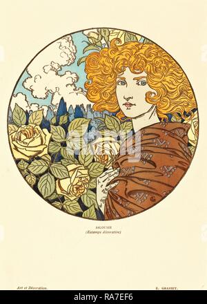 Eugène Grasset, Jalousie (la jalousie), français, 1841-1917, à la main, lithographie sur papier vélin. Repensé Banque D'Images