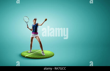 Grand joueur de tennis. Technique mixte Banque D'Images