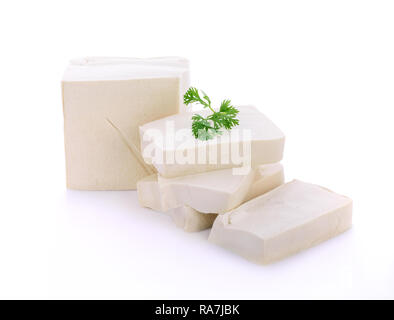 Tofu cube isolated on white Banque D'Images
