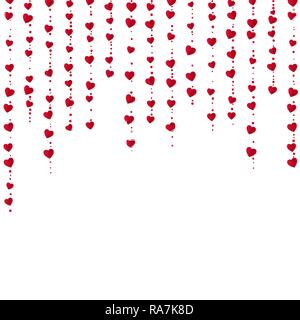 Coeur rouge verticale guirlandes. Valentines Day fond romantique. Du papier d'emballage l'arrière-plan. Vector illustration Illustration de Vecteur