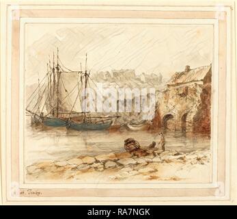 Heneage Finch 4e comte d'Aylesford, en (1751-1812), à Tenby, années 1790 ?, plume et encre grise et marron et gris avec repensé Banque D'Images