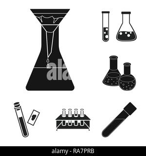 Bécher erlenmeyer,sang,test,chimie,verre,volumétrique fiole,laboratoire,chimiques,équipement,tube,science,,test,biotechnology,biologie,set,icône,,illustration,collection,isolé,design,graphisme,élément,signer,Black,simple, vecteurs vecteur , Illustration de Vecteur