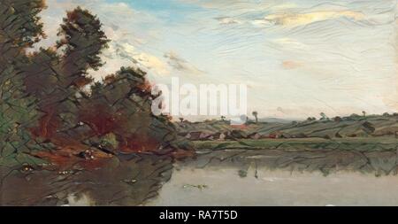 Charles-François Daubigny, lavandières à l'Oise à proximité de Valmondois, Français, 1817 - 1878, 1865, huile sur bois repensé Banque D'Images