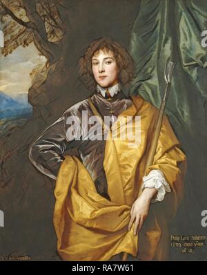 Sir Anthony Van Dyck (Flamand, 1599 - 1641), Philip, Lord Wharton, 1632, huile sur toile. Repensé par Gibon. Classic repensé Banque D'Images