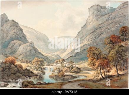 John Glover (britannique, 1767 - 1849), une vue de Dovedale, ch. 1825, Aquarelle sur mine de plomb sur papier vélin. Repensé Banque D'Images