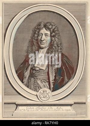 Gérard Edelinck après Hyacinthe Rigaud (1640 - 1707), Gedeon, Berbier-Du Metz, gravure. Repensé Banque D'Images