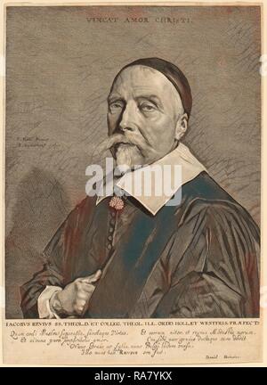 Suyderhoff Jonas après Frans Hals (Néerlandais), ch. 1613 - 1686), Jacob Revius, gravure. Repensé par Gibon. L'art classique repensé Banque D'Images