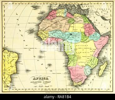 La carte Afrique, gravure du xixe siècle. Repensé par Gibon. L'art classique avec une touche moderne repensé Banque D'Images