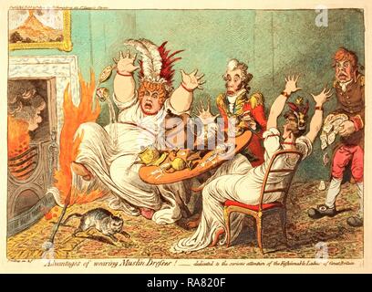 Avantages de porter des robes de mousseline !, Gillray, James, 1756-1815, graveur, [Paris]  : H. Humphrey, 1802, une grosse dame repensé Banque D'Images