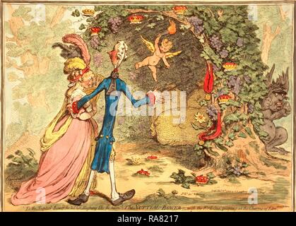 La bower nuptial, avec le malin, lorgnant au charmes de l'Eden, de Milton, Gillray, James, 1756-1815, l'artiste repensé Banque D'Images