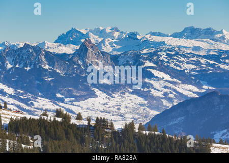 Les Alpes - vue de Mt. Rigi en Suisse en hiver. Banque D'Images