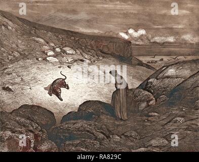 La Panthère dans le désert, par Gustave Dore, une scène de l'Enfer de Dante. 1832 - 1883, Français. 1870, l'Art, l'artiste repensé Banque D'Images