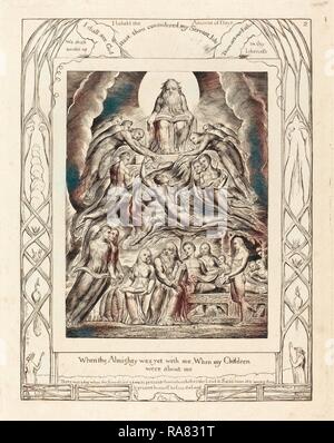 William Blake (britannique, 1757 - 1827), Satan devant le trône de Dieu, 1825, gravure. Repensé par Gibon. Classic repensé Banque D'Images