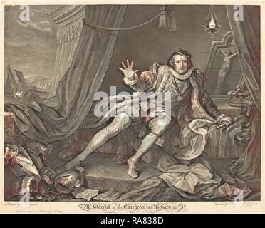 William Hogarth et Charles Grignion (britannique, 1717 - 1810), Garrick dans le rôle de Richard III, 1746, eau-forte et repensé Banque D'Images