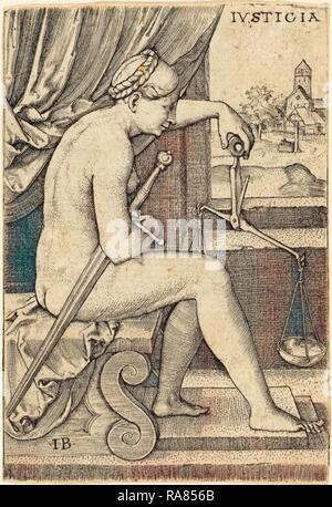 IB (allemand, maître c. active 1523-1530), Iusticia (Justice), la gravure. Repensé par Gibon. L'art classique avec un repensé Banque D'Images