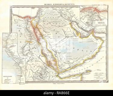 1855 Spruneri, Carte de France, l'Égypte et l'Éthiopie ou l'Abyssinie. Repensé par Gibon. L'art classique avec une touche moderne repensé Banque D'Images