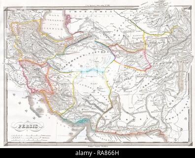 1855, carte Spruneri de Perse, l'Iran, l'Iraq, le Koweït . Repensé par Gibon. L'art classique avec une touche moderne repensé Banque D'Images