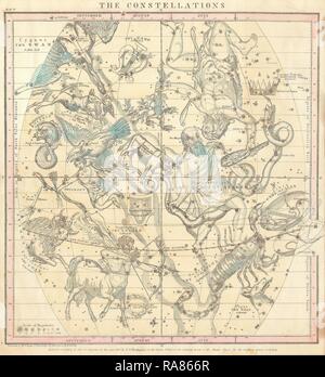 1856, Burritt, Huntington Site des constellations ou des étoiles en Juillet, Août et Septembre. Repensé Banque D'Images