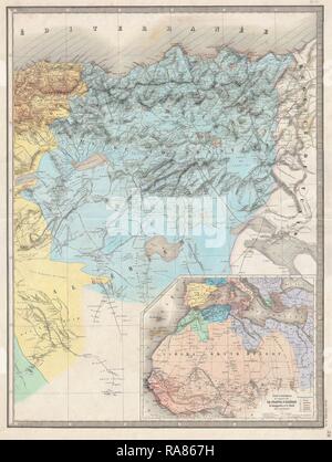 1857, Carte Dufour de Constantine, Algérie. Repensé par Gibon. L'art classique avec une touche moderne repensé Banque D'Images