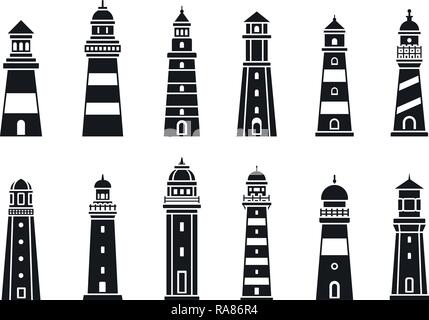 L'autre phare icon set. Simple jeu d'icônes vecteur phare de la côte pour la conception web sur fond blanc Illustration de Vecteur