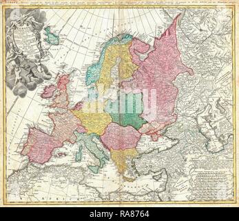 1743, héritiers Homann, Haas Carte de l'Europe. Repensé par Gibon. L'art classique avec une touche moderne repensé Banque D'Images