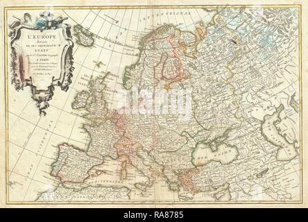 Janvier 1762, la carte de l'Europe. Repensé par Gibon. L'art classique avec une touche moderne repensé Banque D'Images