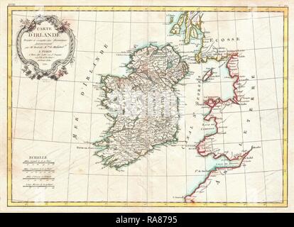 1771, Bonne carte de Irlande, Rigobert Bonne 1727 - 1794, l'un des plus importants cartographes de la fin du 18e repensé Banque D'Images