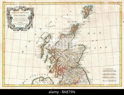 1772, Bonne carte de l'Ecosse, Rigobert Bonne 1727 - 1794, l'un des plus importants cartographes de la fin du 18e repensé Banque D'Images