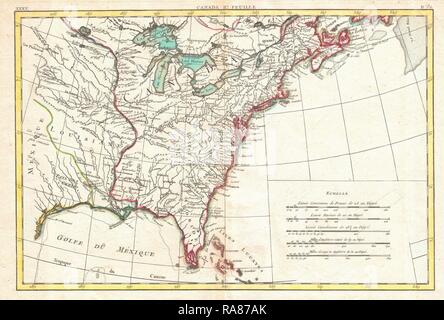 1776, Bonne carte de la Louisiane et les colonies britanniques en Amérique du Nord, Rigobert Bonne 1727 - 1794, l'un des plus repensé Banque D'Images