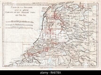 1780, Raynal et bonne carte des Pays-Bas et de la Belgique, Rigobert Bonne 1727 - 1794, l'un des plus importants repensé Banque D'Images