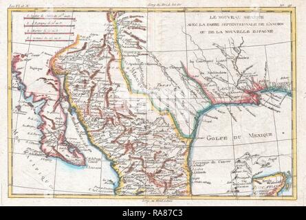 1780, Raynal et bonne carte du Mexique et du Texas, Rigobert Bonne 1727 - 1794, l'un des plus importants cartographes repensé Banque D'Images